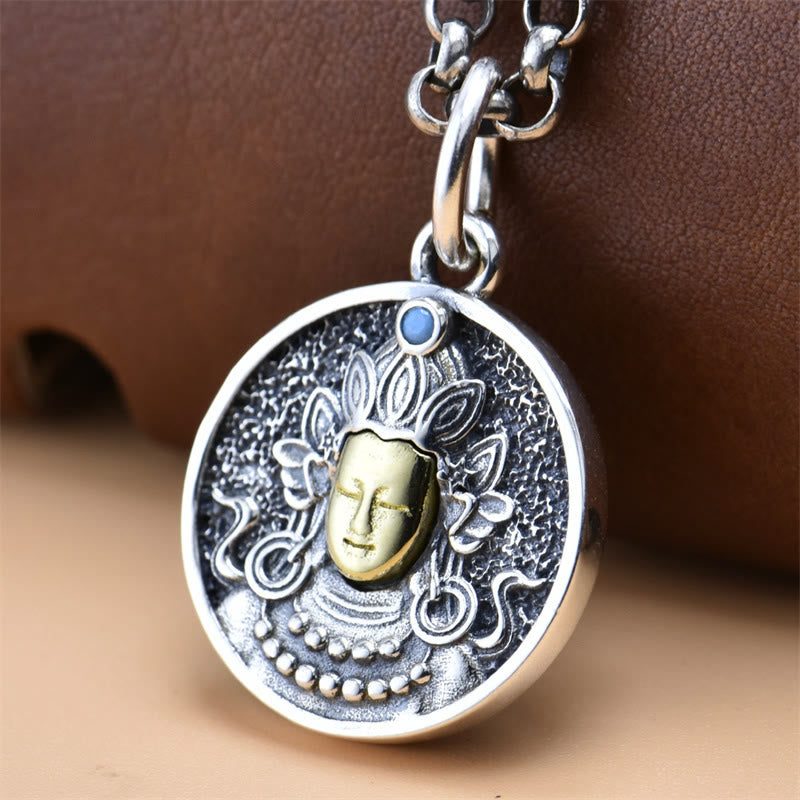 Collana con ciondolo di protezione Vajra con doppio Dorje Tara verde in argento sterling 925 Buddha Stones - image 1
