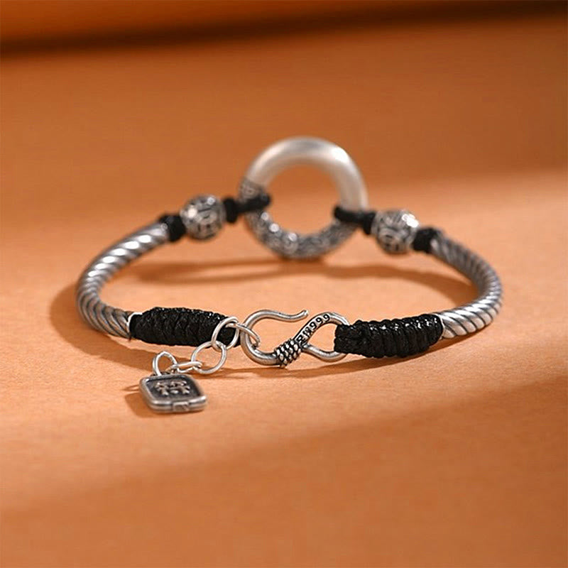 Braccialetto Buddha Stones 999 Sterling Silver Fu Character Peace Buckle Copper Coin Nuvole di Buon Auspicio Fortuna