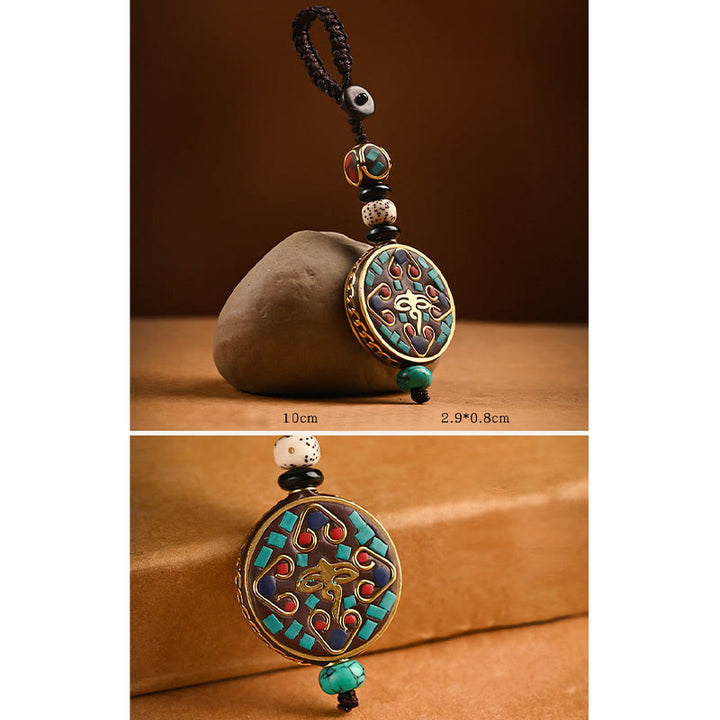 Portachiavi con Buddha Stones tibetano Om Mani Padme Hum Bodhi Seme della pace