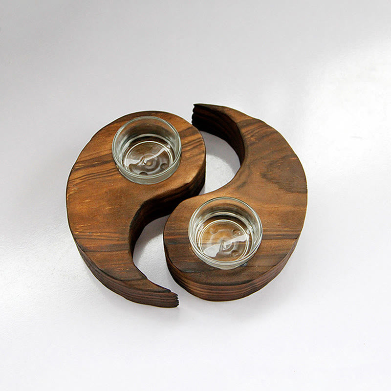 Buddha Stones Yin Yang Portacandele in legno Meditazione Rituali Usa oggetti