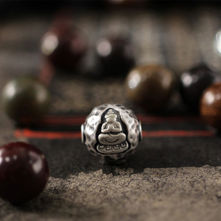 Buddha Stones Buddha Cure in argento sterling 999 con piccole foglie di sandalo verde e sandalo rosso