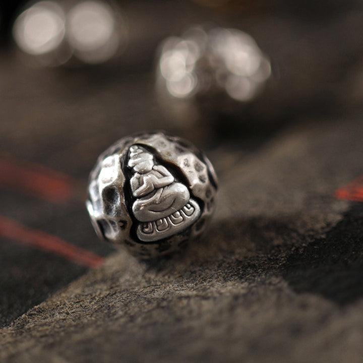 Buddha Stones Buddha Cure in argento sterling 999 con piccole foglie di sandalo verde e sandalo rosso