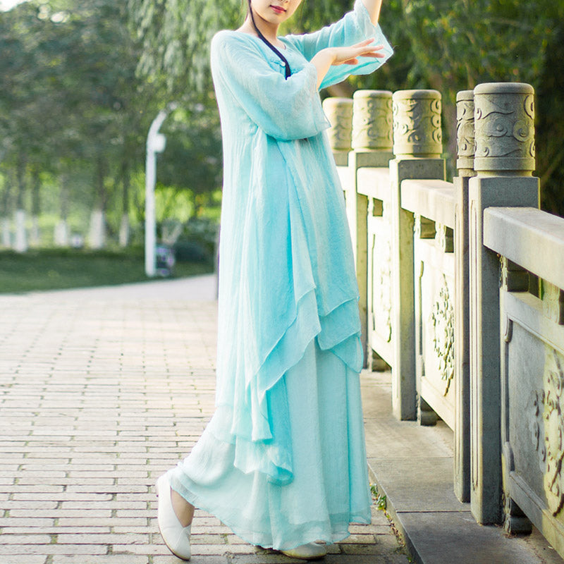 Buddha Stones 3 pezzi Yoga Chiffon Abbigliamento uniforme Meditazione Zen Pratica Set da donna - image 17