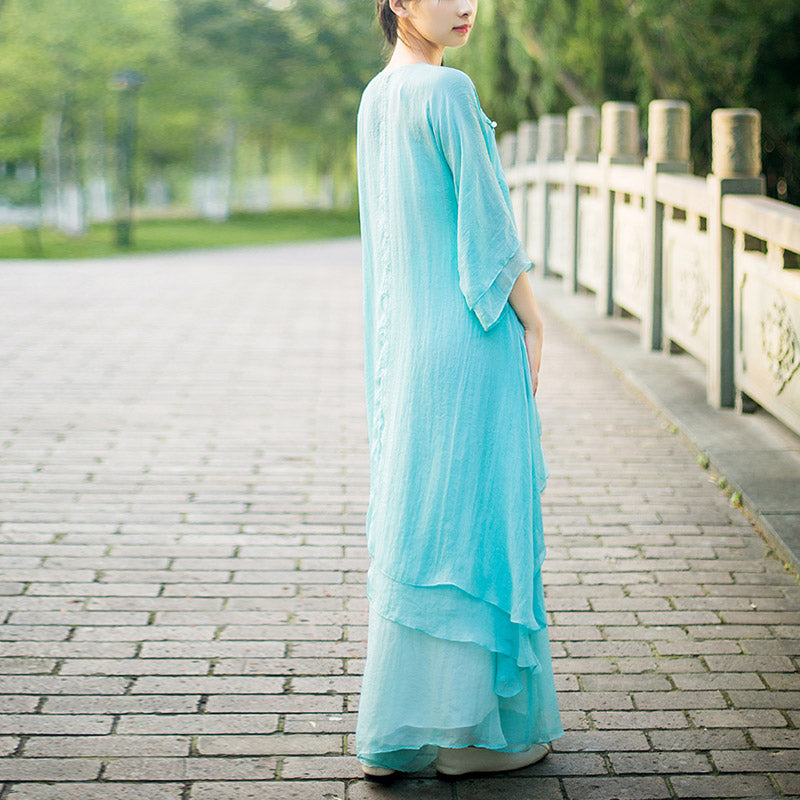 Buddha Stones 3 pezzi Yoga Chiffon Abbigliamento uniforme Meditazione Zen Pratica Set da donna - image 14