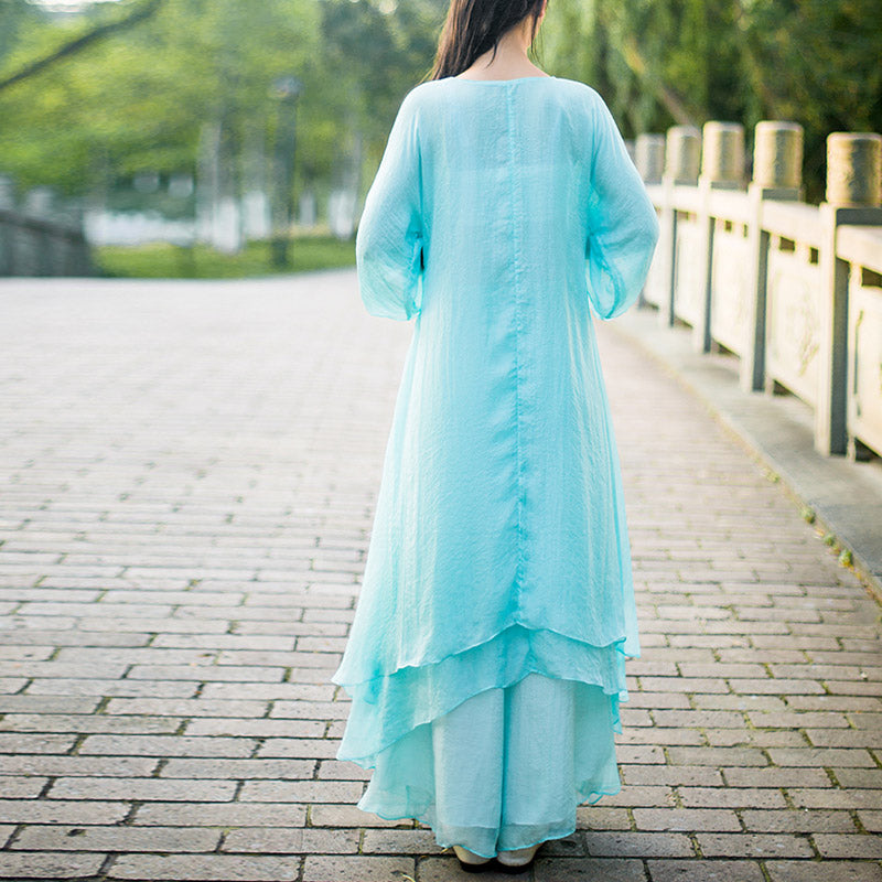 Buddha Stones 3 pezzi Yoga Chiffon Abbigliamento uniforme Meditazione Zen Pratica Set da donna - image 4