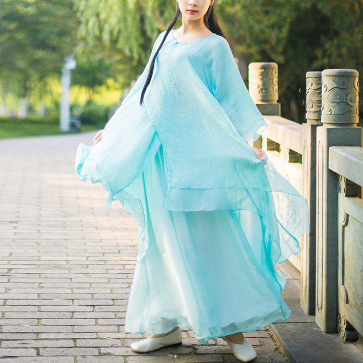 Buddha Stones 3 pezzi Yoga Chiffon Abbigliamento uniforme Meditazione Zen Pratica Set da donna