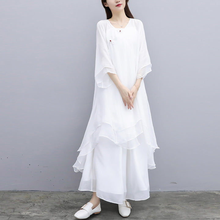Buddha Stones 3 pezzi Yoga Chiffon Abbigliamento uniforme Meditazione Zen Pratica Set da donna