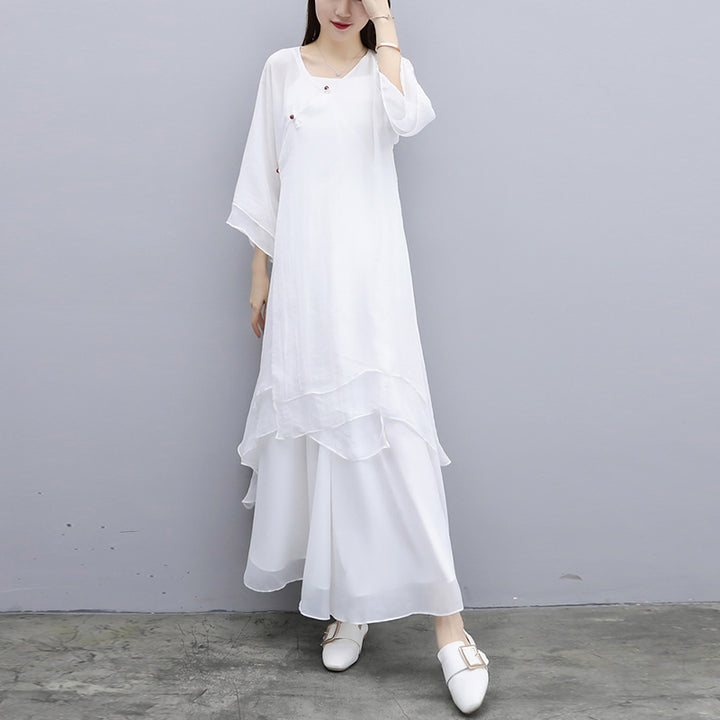 Buddha Stones 3 pezzi Yoga Chiffon Abbigliamento uniforme Meditazione Zen Pratica Set da donna