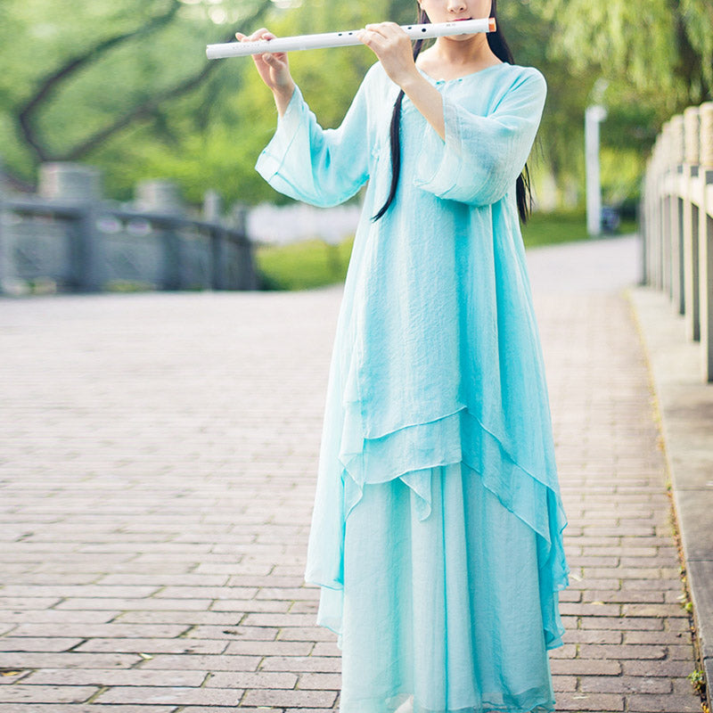 Buddha Stones 3 pezzi Yoga Chiffon Abbigliamento uniforme Meditazione Zen Pratica Set da donna - image 5