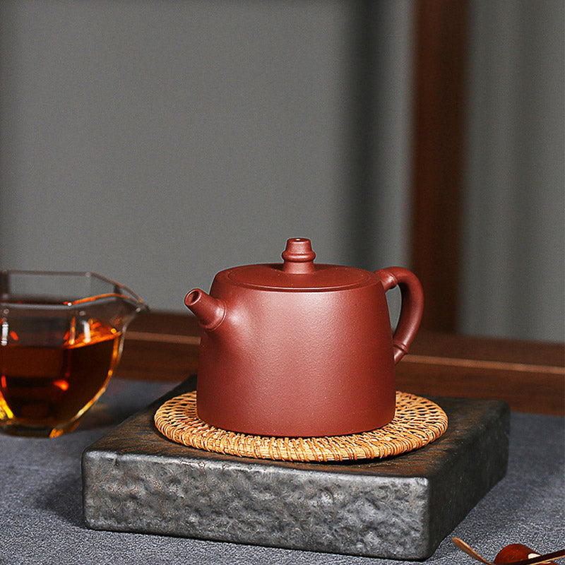 Teiera Kung Fu in argilla viola di bambù vintage fatta a mano Buddha Stones