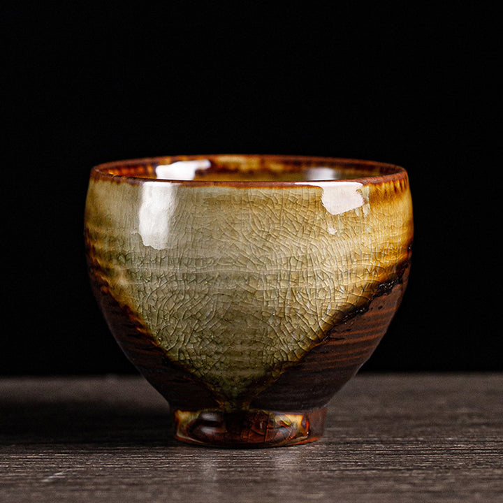 Tazza da tè in ceramica Kung Fu con cambio forno marrone retrò Buddha Stones