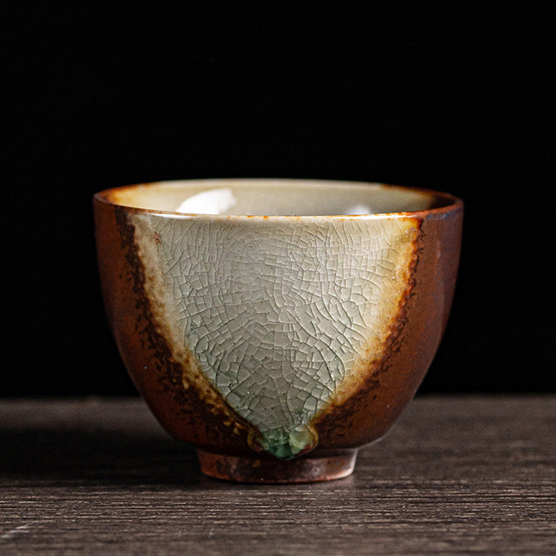 Tazza da tè in ceramica Kung Fu con cambio forno marrone retrò Buddha Stones