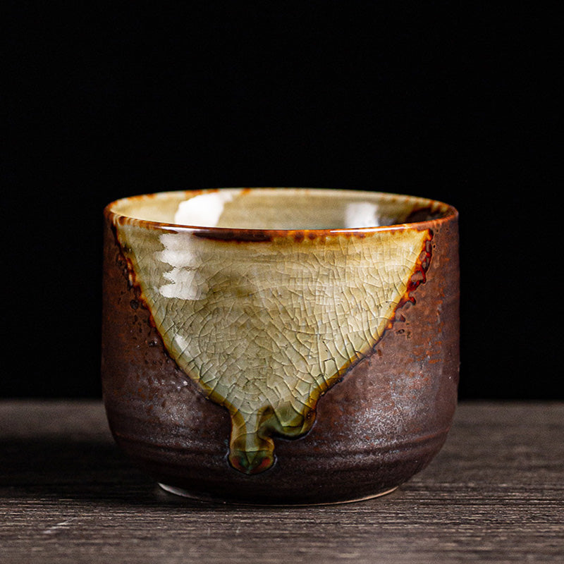 Tazza da tè in ceramica Kung Fu con cambio forno marrone retrò Buddha Stones