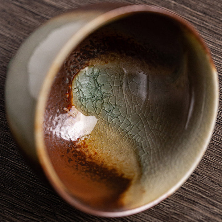 Tazza da tè in ceramica Kung Fu con cambio forno marrone retrò Buddha Stones