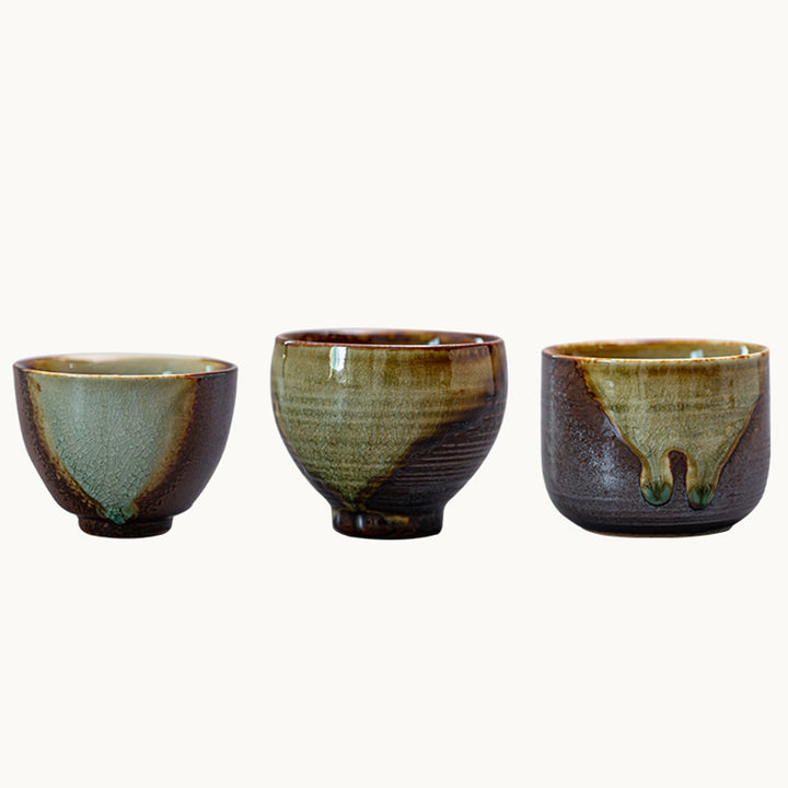 Tazza da tè in ceramica Kung Fu con cambio forno marrone retrò Buddha Stones
