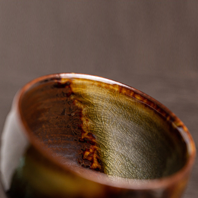 Tazza da tè in ceramica Kung Fu con cambio forno marrone retrò Buddha Stones