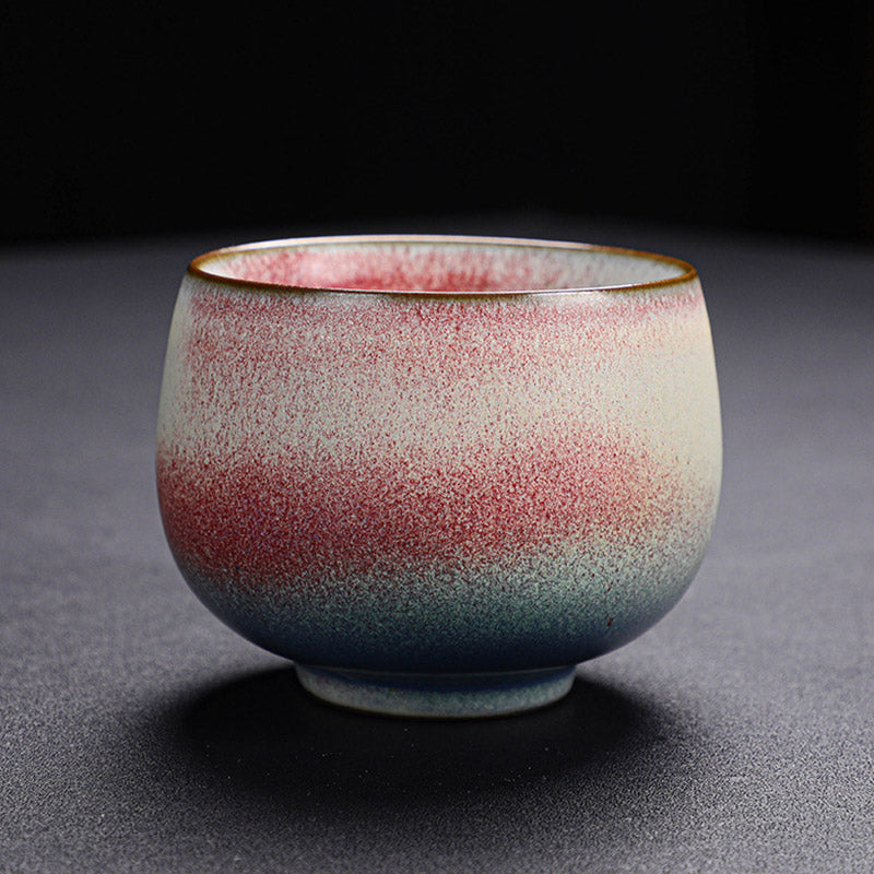 Tazza da tè in ceramica con cambio forno e sfumatura rossa retrò Buddha Stones Kung Fu Tea Cup