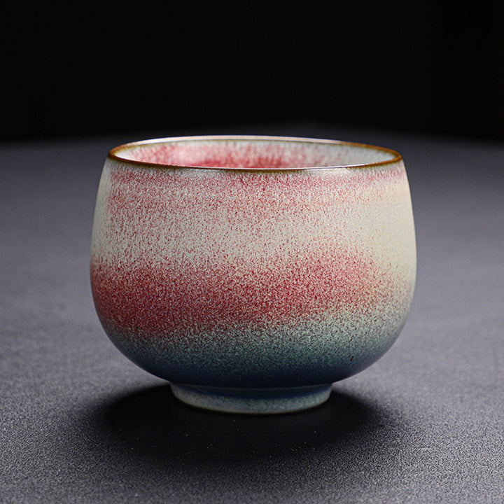 Tazza da tè in ceramica con cambio forno e sfumatura rossa retrò Buddha Stones Kung Fu Tea Cup