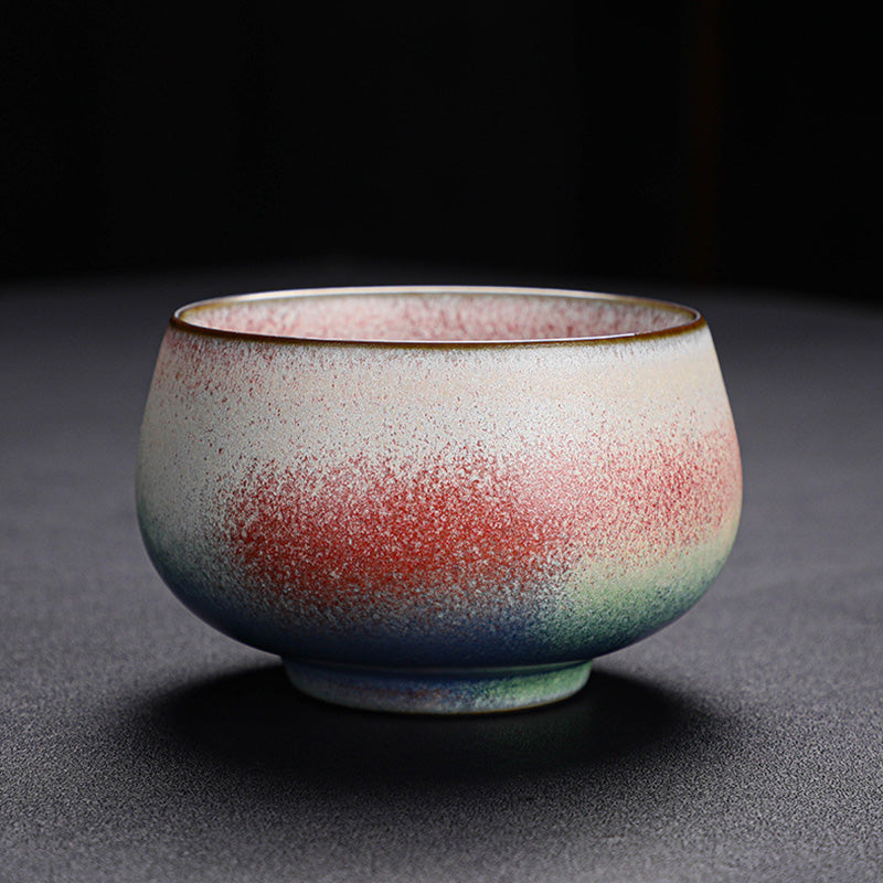 Tazza da tè in ceramica con cambio forno e sfumatura rossa retrò Buddha Stones Kung Fu Tea Cup