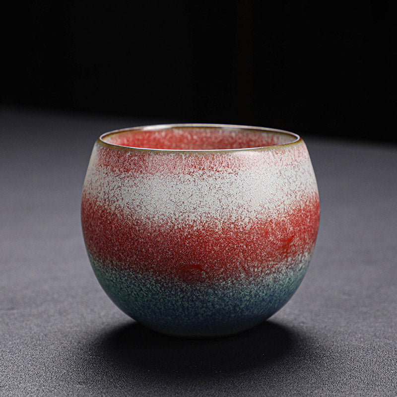 Tazza da tè in ceramica con cambio forno e sfumatura rossa retrò Buddha Stones Kung Fu Tea Cup