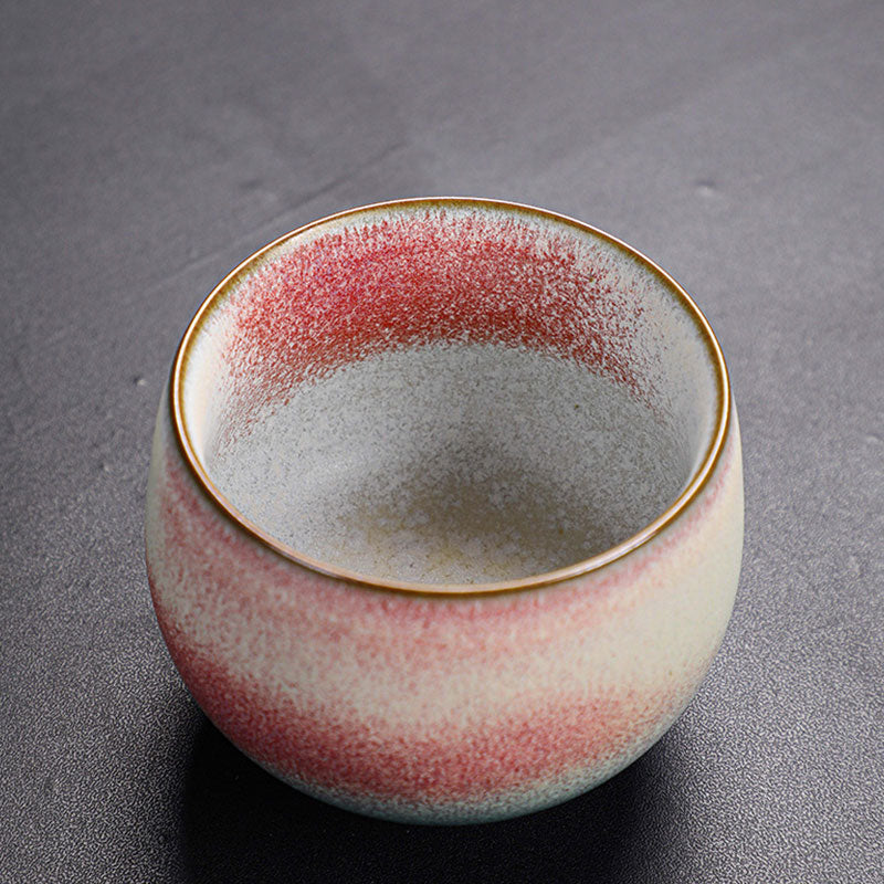 Tazza da tè in ceramica con cambio forno e sfumatura rossa retrò Buddha Stones Kung Fu Tea Cup