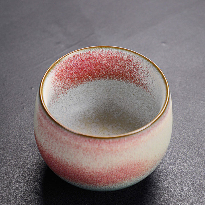Tazza da tè in ceramica con cambio forno e sfumatura rossa retrò Buddha Stones Kung Fu Tea Cup