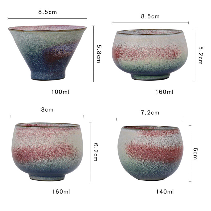 Tazza da tè in ceramica con cambio forno e sfumatura rossa retrò Buddha Stones Kung Fu Tea Cup