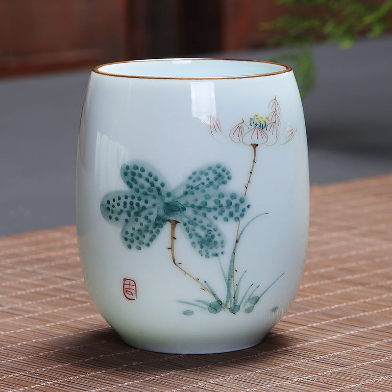 Buddha Stones Koi Fish Lotus Landscape Tarassaco Peonia Fiore Tazza da tè in ceramica Kung Fu Tazza da tè