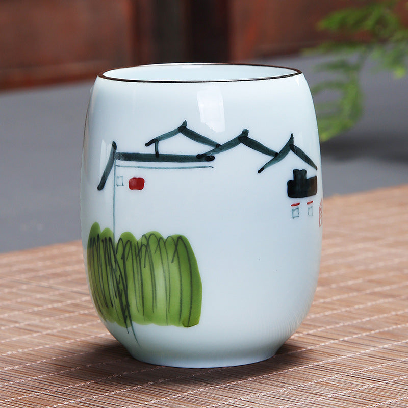 Buddha Stones Koi Fish Lotus Landscape Tarassaco Peonia Fiore Tazza da tè in ceramica Kung Fu Tazza da tè
