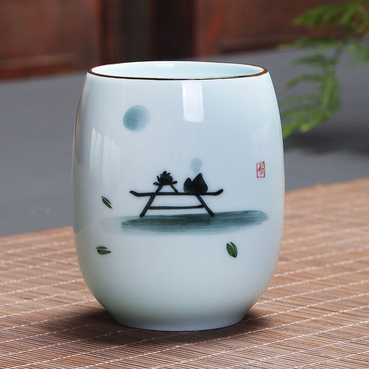 Buddha Stones Koi Fish Lotus Landscape Tarassaco Peonia Fiore Tazza da tè in ceramica Kung Fu Tazza da tè