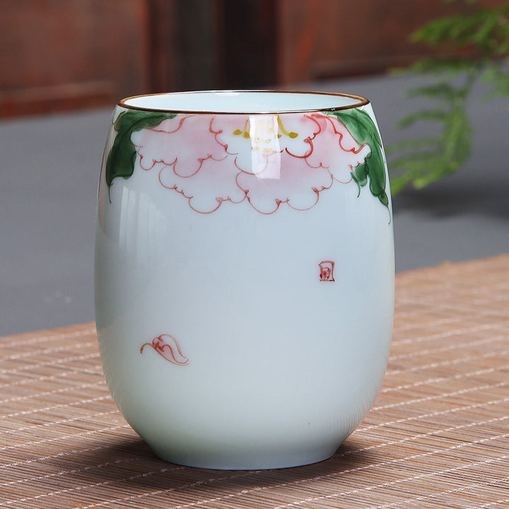 Buddha Stones Koi Fish Lotus Landscape Tarassaco Peonia Fiore Tazza da tè in ceramica Kung Fu Tazza da tè