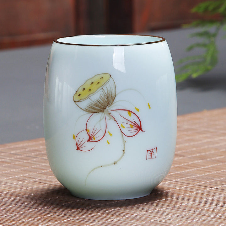 Buddha Stones Koi Fish Lotus Landscape Tarassaco Peonia Fiore Tazza da tè in ceramica Kung Fu Tazza da tè