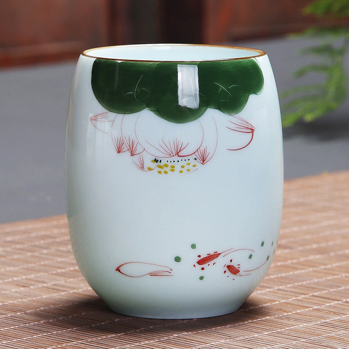 Buddha Stones Koi Fish Lotus Landscape Tarassaco Peonia Fiore Tazza da tè in ceramica Kung Fu Tazza da tè