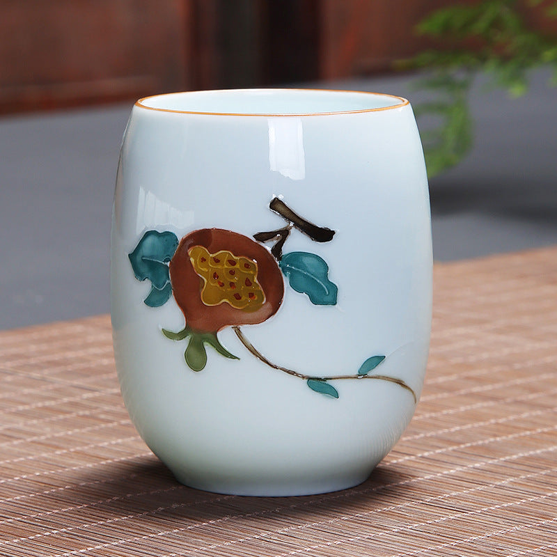 Buddha Stones Koi Fish Lotus Landscape Tarassaco Peonia Fiore Tazza da tè in ceramica Kung Fu Tazza da tè