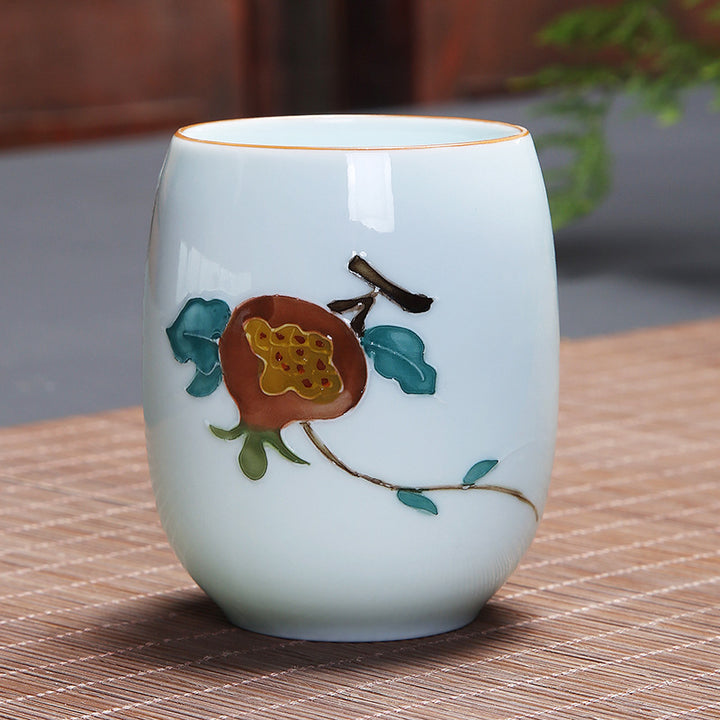 Buddha Stones Koi Fish Lotus Landscape Tarassaco Peonia Fiore Tazza da tè in ceramica Kung Fu Tazza da tè