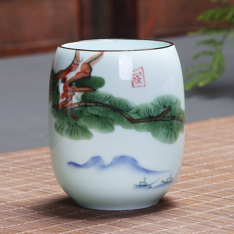 Buddha Stones Koi Fish Lotus Landscape Tarassaco Peonia Fiore Tazza da tè in ceramica Kung Fu Tazza da tè