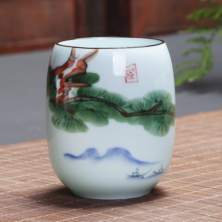 Buddha Stones Koi Fish Lotus Landscape Tarassaco Peonia Fiore Tazza da tè in ceramica Kung Fu Tazza da tè
