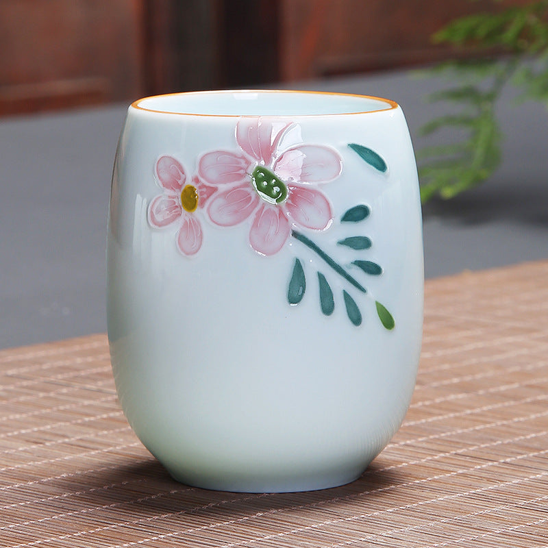 Buddha Stones Koi Fish Lotus Landscape Tarassaco Peonia Fiore Tazza da tè in ceramica Kung Fu Tazza da tè