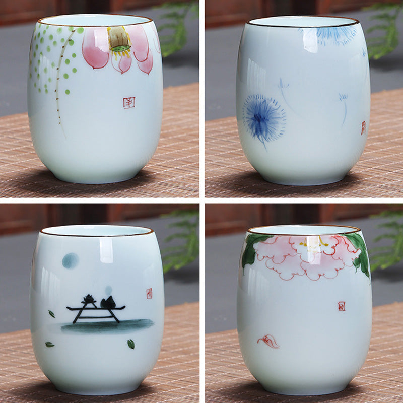 Buddha Stones Koi Fish Lotus Landscape Tarassaco Peonia Fiore Tazza da tè in ceramica Kung Fu Tazza da tè