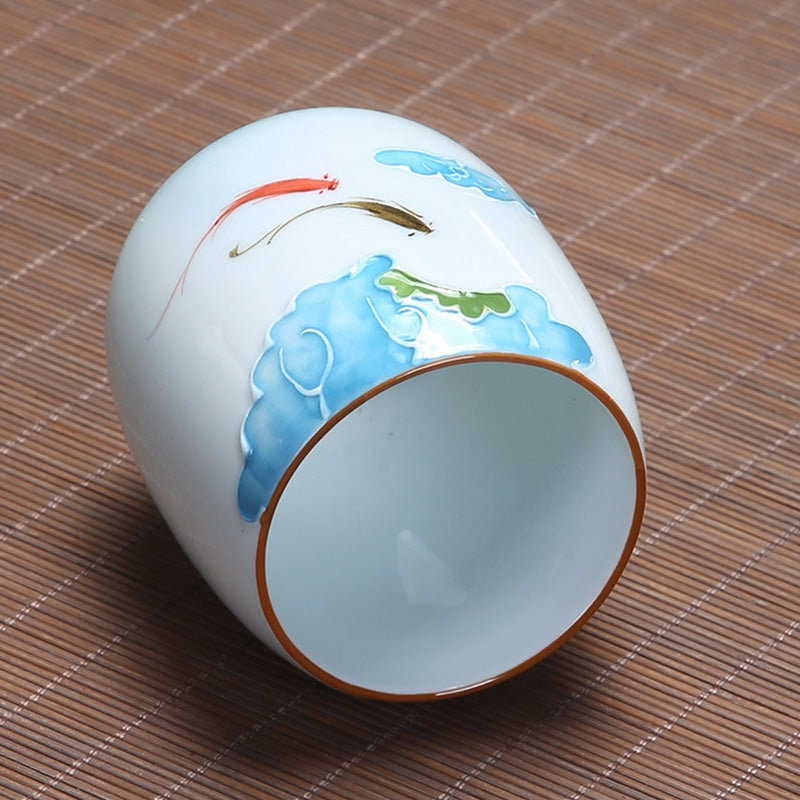 Buddha Stones Koi Fish Lotus Landscape Tarassaco Peonia Fiore Tazza da tè in ceramica Kung Fu Tazza da tè