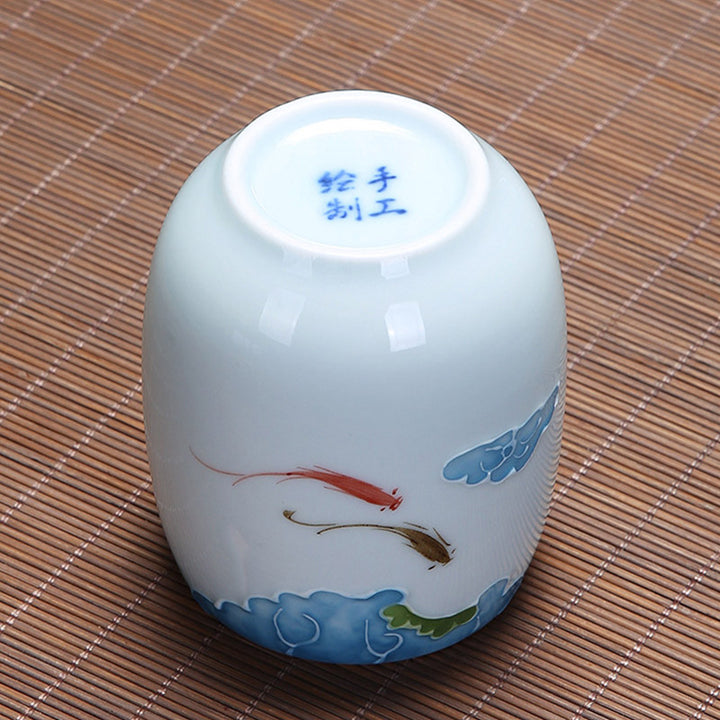 Buddha Stones Koi Fish Lotus Landscape Tarassaco Peonia Fiore Tazza da tè in ceramica Kung Fu Tazza da tè