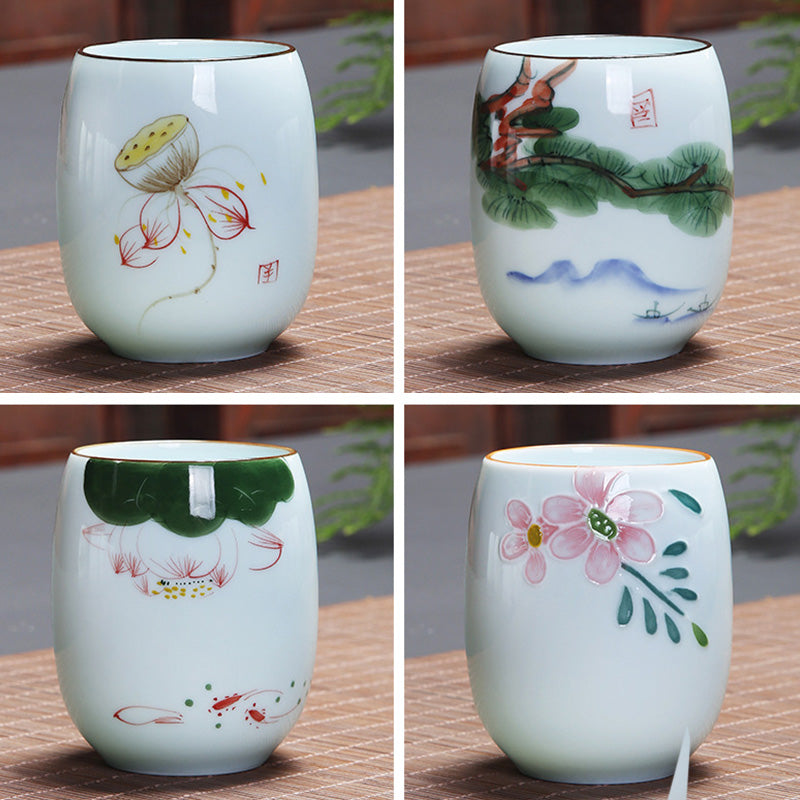 Buddha Stones Koi Fish Lotus Landscape Tarassaco Peonia Fiore Tazza da tè in ceramica Kung Fu Tazza da tè