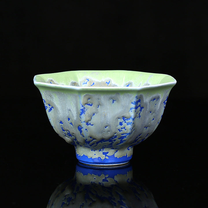 Buddha Stones Retro Blu Rosso Gradiente Loto Motivo Forno Cambia Tazza da Tè in Ceramica Kung Fu Tazza da Tè Ciotola