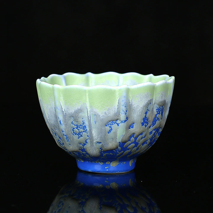 Buddha Stones Retro Blu Rosso Gradiente Loto Motivo Forno Cambia Tazza da Tè in Ceramica Kung Fu Tazza da Tè Ciotola