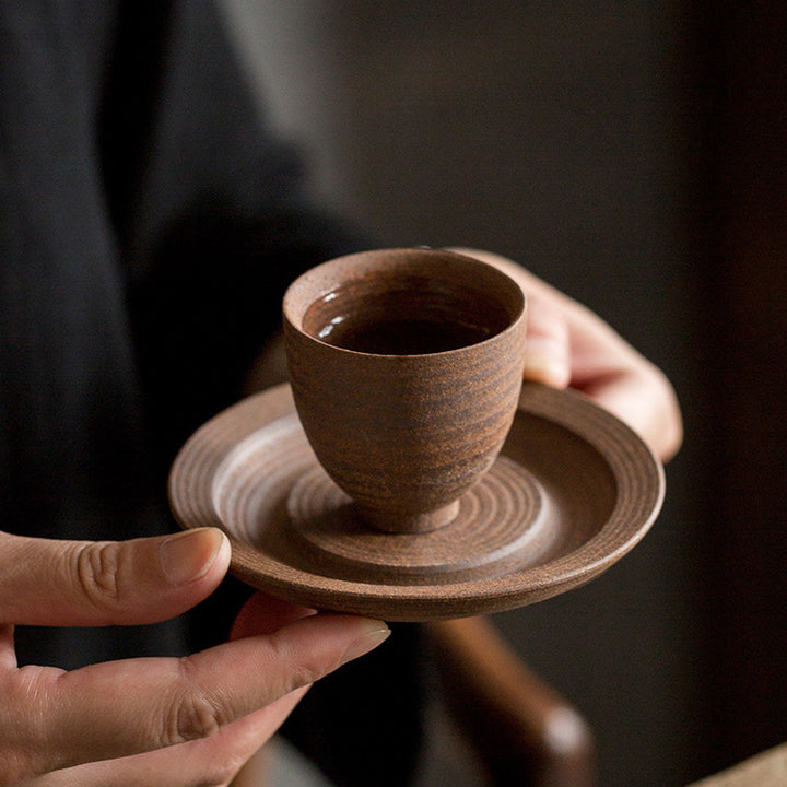Tazza da tè in ceramica marrone retrò artigianale Buddha Stones Kung Fu Tea Cup