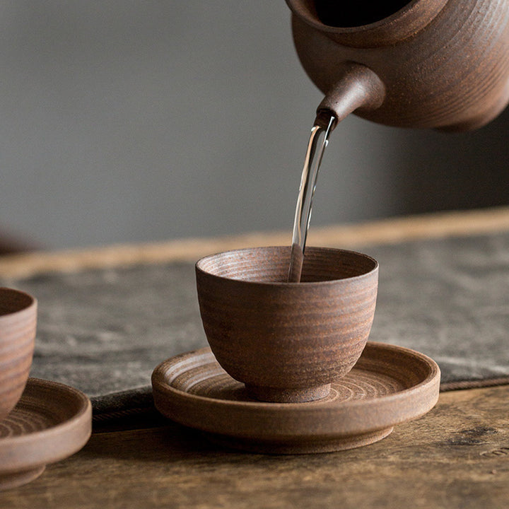 Tazza da tè in ceramica marrone retrò artigianale Buddha Stones Kung Fu Tea Cup