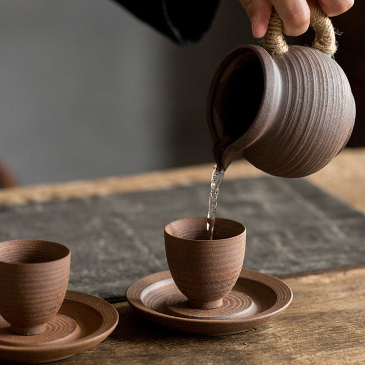 Tazza da tè in ceramica marrone retrò artigianale Buddha Stones Kung Fu Tea Cup
