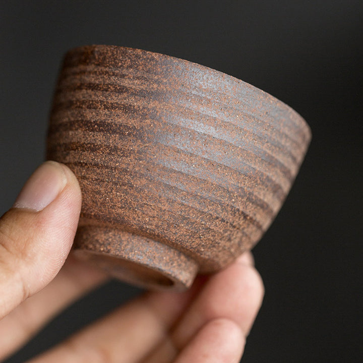 Tazza da tè in ceramica marrone retrò artigianale Buddha Stones Kung Fu Tea Cup