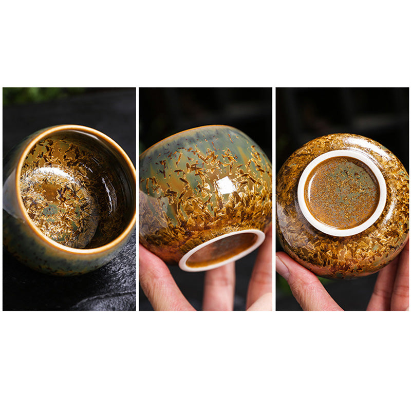 Buddha Stones Tazza da tè in ceramica marrone colorata Tazza da tè Kung Fu Ciotola