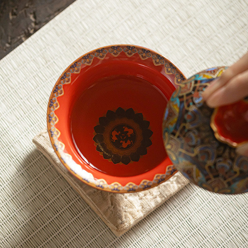 Buddha Stones Dunhuang Color Pattern Gaiwan Tazza da tè Kung Fu Tazza da tè con coperchio